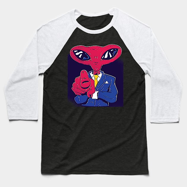 Alien Boss Baseball T-Shirt by madeinchorley
